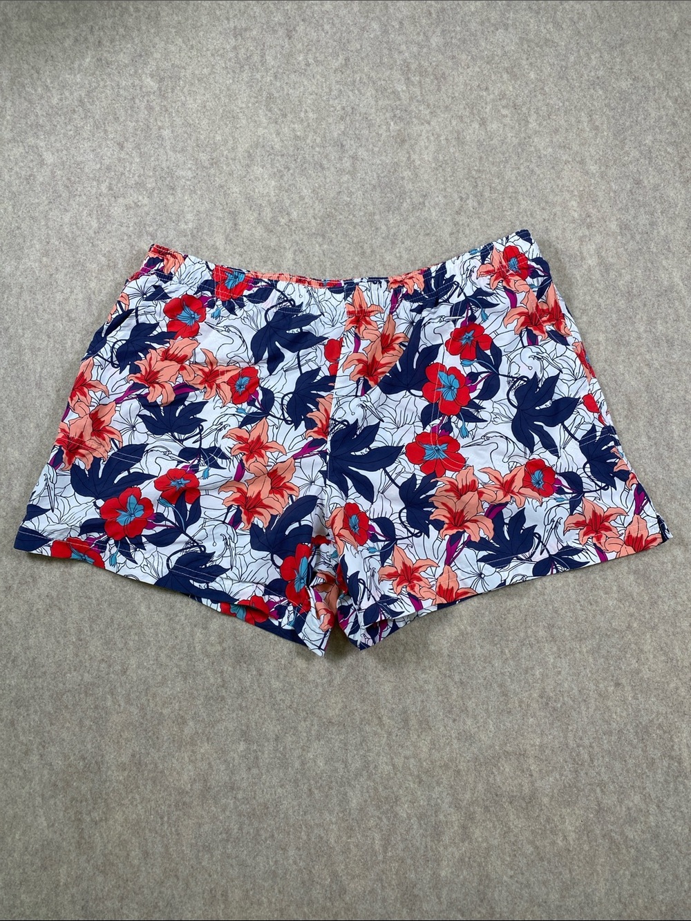 Columbia Floral Print Pull On Shorts XL Tropical Hiking Travel Active